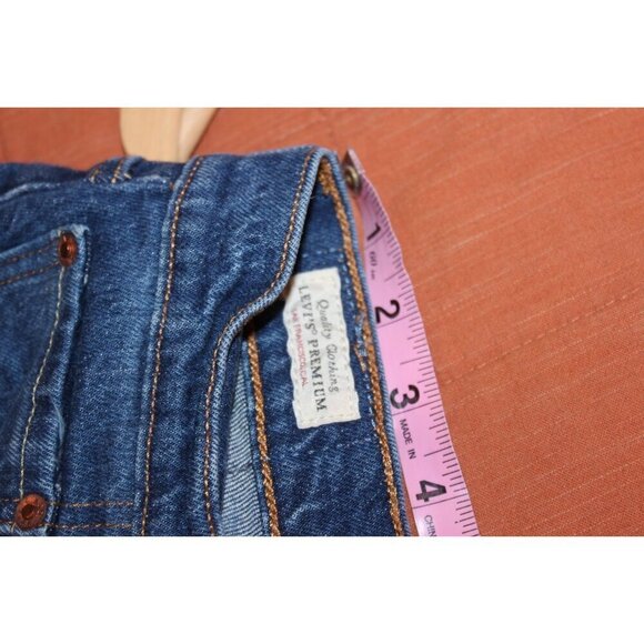 Levis Premium Womens High-Waisted Button-Fly Distressed Hem Blue Denim Jeans Siz - Picture 7 of 12